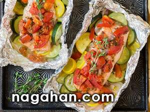 ماهی قزل آلا در فویل| دستور تهیه سریع و آسان غذای دریایی کم کالری با کربوهیدرات پایین