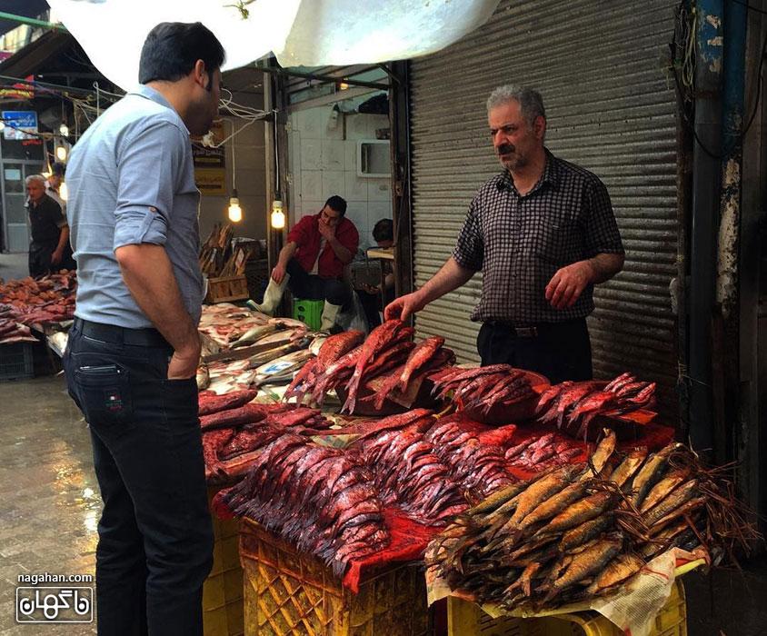 بازار محلی رشت و  عکس غذاهای محلی گیلان | شهر غذاهای متنوع و رنگارنگ (بخش دوم)- بازار محلی رشت - راسته ماهی فروشان