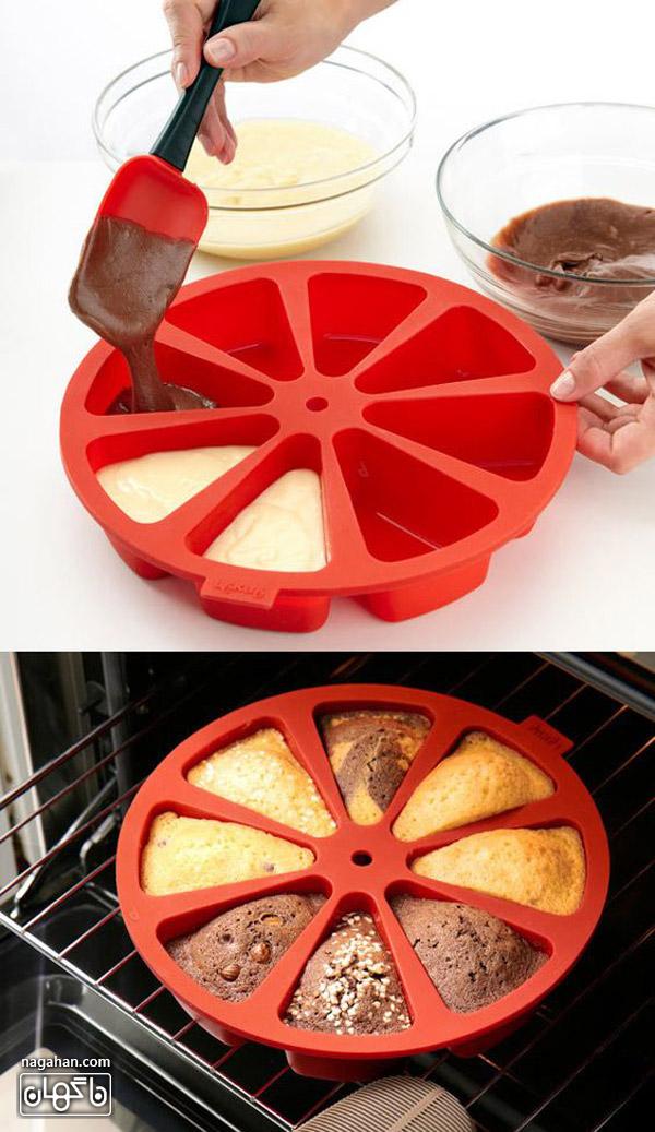 عکس قالب کیک برای پخت همزمان یککیک با طعم های متفاوت