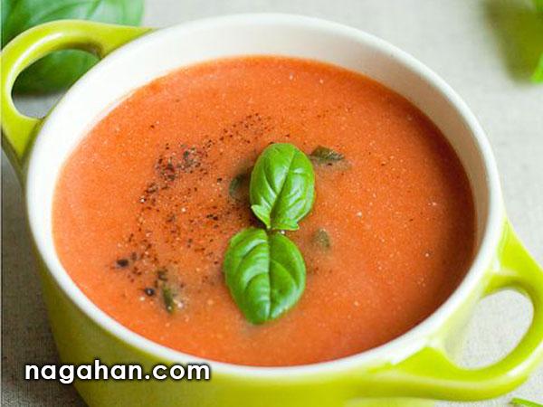 روش تهیه سوپ  گوجه فرنگی و ریحان | پیش غذای آسان و سریع مخصوص لاغری و کاهش وزن