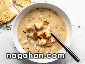 سوپ لوبیای سفید با سیر و رزماری |آموزش پیش غذای مقوی و سالم برای هوای سرد
