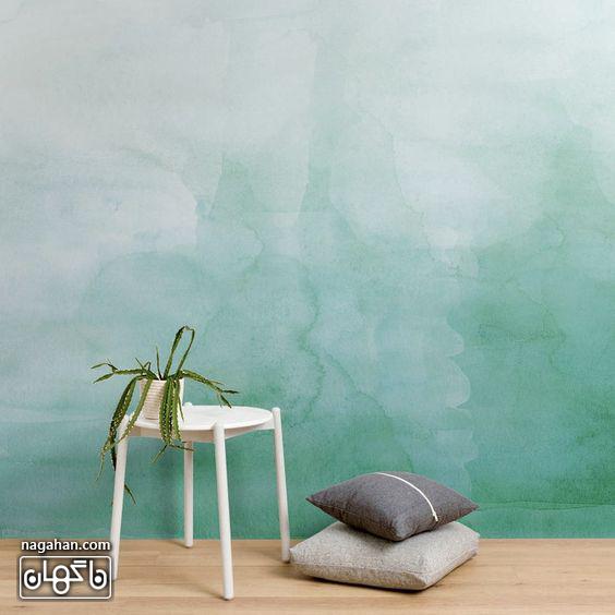 مدل کاغذ دیواری طرح سبز و سبز آبی نعنایی برای اتاق خواب