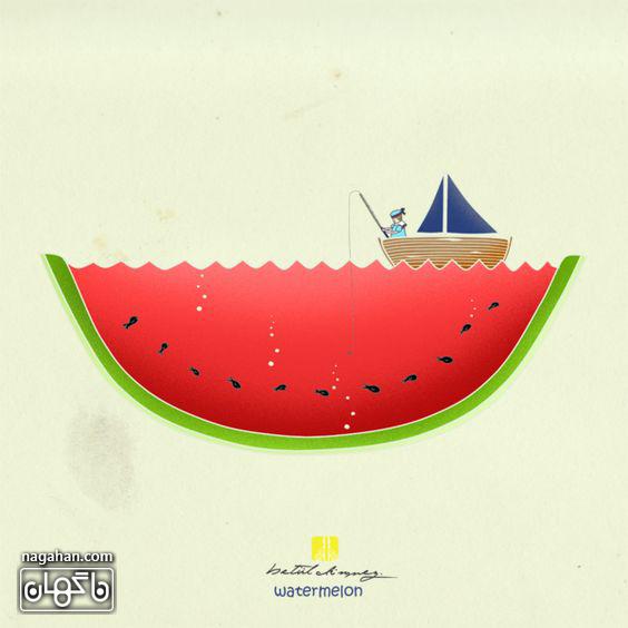 عکس هندوانه کارتونی شب یلدا