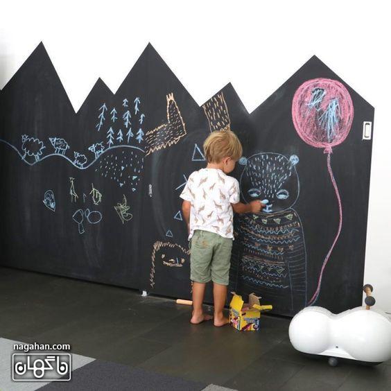 ایده تخته سیاه روی دیوار اتاق برای نقاشی کودک در اتاق کودک