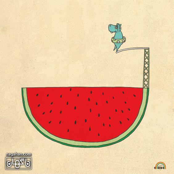 عکس هندوانه کارتونی شب یلدا