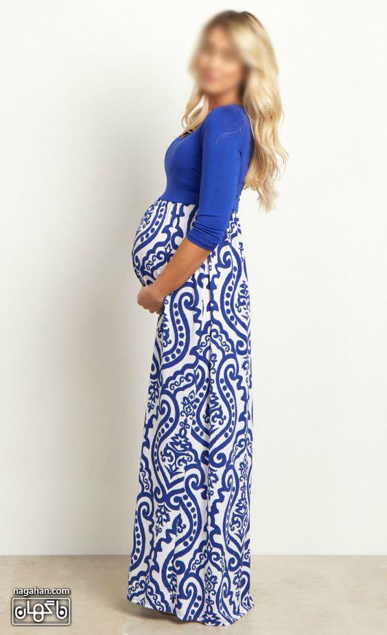 عکس لباس حاملگی سفید و آبی