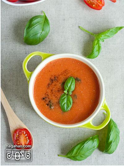 سوپ گوجه فرنگی و ریحان