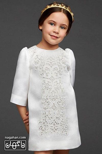 جدیدترین مدل لباس کودک 2016 - لباس دخترانه گیپوردار سفید