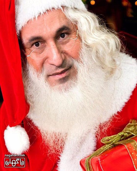 پیام تبریک کریسمس حمید فرخ نژاد با گریم بابانوئل